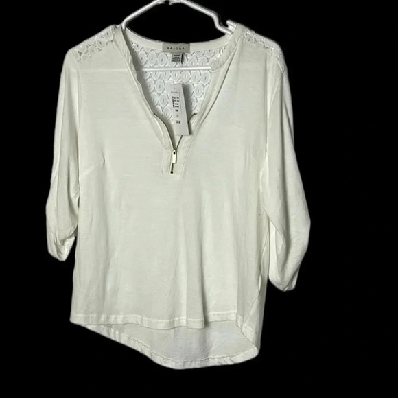 NWT sheer ,lace , 100 Cotton,t shirt material ,blouse Tie roll cuff,cottagecore - Picture 1 of 11